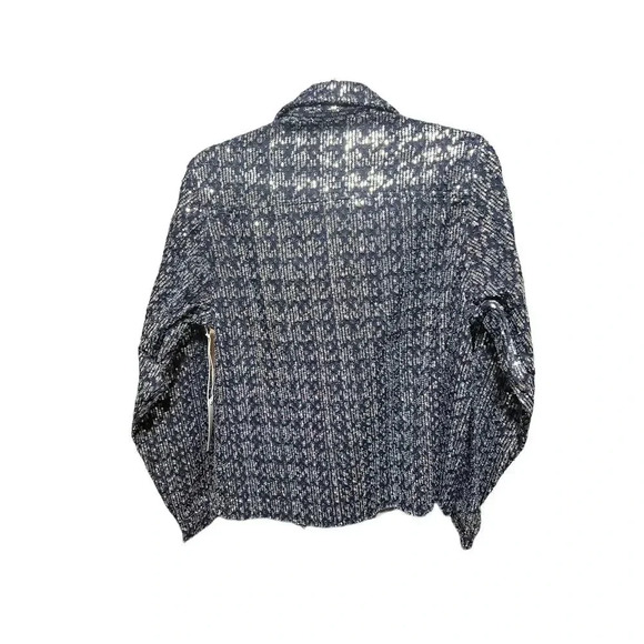 Six Fifty Boutique Pixie Jacket Denim Blue Sequin NWT Size Small - Picture 5 of 6